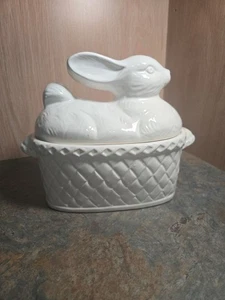 Vintage weiße Kaninchen Suppenterrine fehlender Löffel Made in Japan - Bild 1 von 14