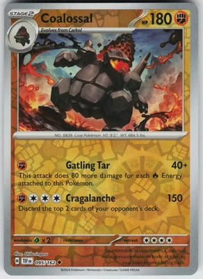 Pokemon Coalossal 095/162 SV05: Temporal Forces NM Reverse Holo card - Image 1 of 2