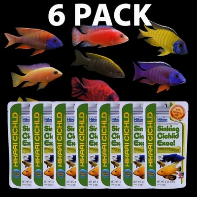Hikari Sinking Cichlid Excel 100g 6 Packs Fish Food Value Pack Spirulina Pellets - Image 1 of 4
