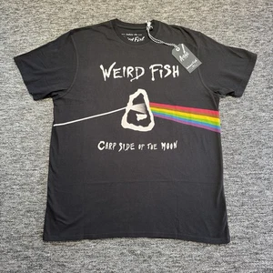 Weird Fish Shirt Herren Größe Large schwarz Künstler T-Shirt Carpside Of The Moon Grafik - Bild 1 von 9
