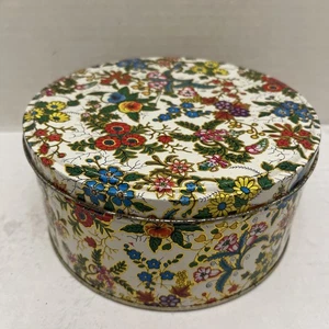 Vintage Galleta/Caramelo Tim Diseño Floral Redondo 7 Pulgadas por 3 1/4 Pulgadas - Imagen 1 de 9