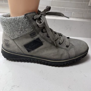 Rieker - Cordula Gray Suede Ankle Zip Tie Sneaker Boot EU 40 US 9-9.5 EUC! - Picture 1 of 12