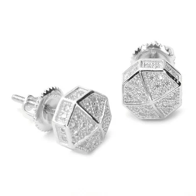 Brincos octógono folheados a prata dourada Hip Hop Bling SE 11622 - Imagem 1 de 2