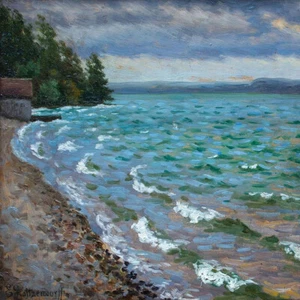 Egon Graf von Holtzendorff Ambach Starnberger See signiert gerahmt Öl Pappe 1933 - Bild 1 von 6