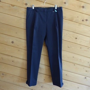 Tory Burch Anais Bow Faille Crop Cuffed Pants Slacks Dress Pants 10 Navy Blue - Picture 1 of 9