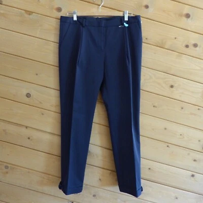 Tory Burch Anais Bow Faille Crop Cuffed Slacks Dress Pants Trousers 10 Navy Blue - Image 1 of 4