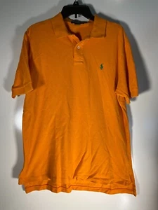 Polo Ralph Lauren Mens Large Casual Collared Short Sleeve Shirt Vintage Orange - Picture 1 of 6