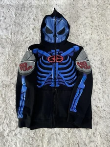 EARLY 2000s NO FEAR SKELETON FULL ZIP HOODIE KIDS LARGE SKULL AND BONES - Picture 1 of 12