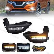 For 2017-2020 Nissan Rogue S SV SL X-Trail LED Fog Lights Front Bumper Lamps+DRL