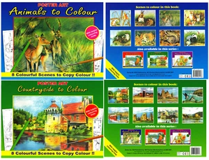 2 libros para colorear para adultos lápices de pintura de acuarela campo y animales 1020 - Imagen 1 de 7