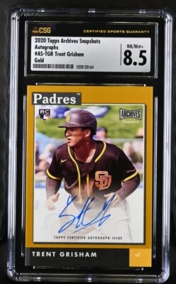 2020 Topps Archives Snapshots Gold Auto Trent Grisham #AS-TGR #01/10 CSG 8.5 - Image 1 of 2
