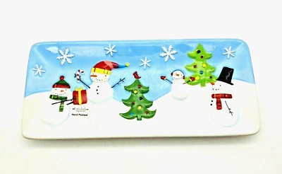 St. Nicholas Square NEW Christmas Platter Oh, What Fun! Snowmen 14.5" - Image 1 of 4