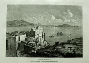 Antiker Holzschnitt = Entrè de Port D'IBIZA - EINFAHRT PORTO D'IBIZA - Spanien = 1883 - Bild 1 von 1