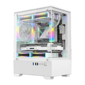 270 Degree Transparent Glass Computer Case PC Tower For M-ATX ITX Motherboard - Afbeelding 1 van 14