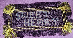 Vintage Silky Hand Woven Embroidered "SWEET HEART" Fringed Table Runner 12"x23" - Picture 1 of 6