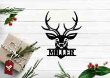 Personalized Deer Head Merry Christmas Metal Name Sign Outdoor Decor  wall Art