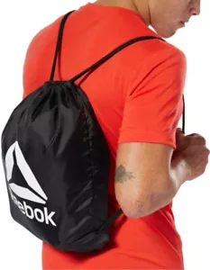 Reebok Black White Drawstring Bag NWOT Gym Sports Unisex - Picture 1 of 4