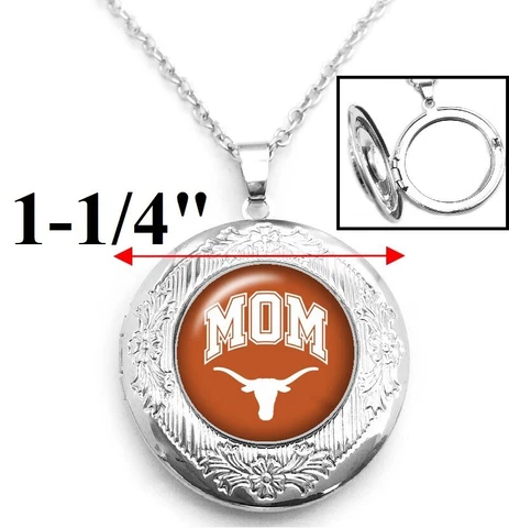 MOM Texas Longhorns Women Sterling Silver Link Chain Necklace Locket Jewelry D16 Cover