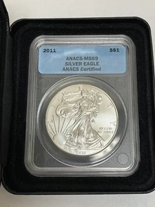 2011 Silver American Eagle ANACS MS69 Silver Bullion - Picture 1 of 6