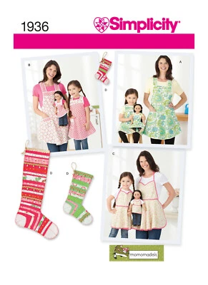 Simplicity Sewing Pattern 1936 Childs Misses Aprons 18" Doll Apron Sizes S-L UC - Image 1 of 4