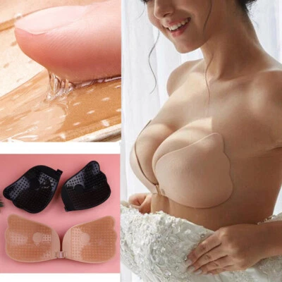 Selbstklebend Silikon Klebend Bh Unsichtbar Push Geschnürt Trägerlos Brust Bei / - Bild 1 von 4