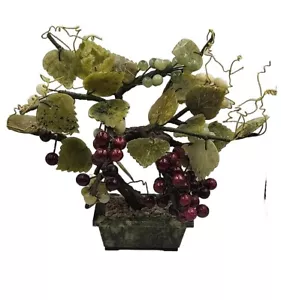 "Árbol de vid bonsái de jade de piedra tallada vintage en maceta de mármol 10""" - Imagen 1 de 19