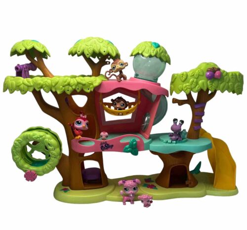 Littlest Pet Shop Magic Motion Tree House Playset Slide Wheel Elevator LPS Toy