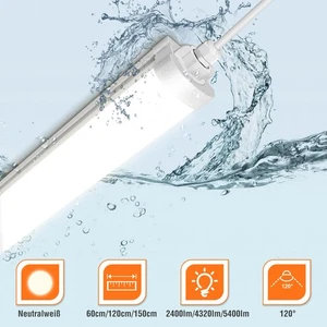 60/120/150cm LED Feuchtraumleuchte Werkstatt Lampe Deckenleuchte Neutralweiß - Bild 1 von 17