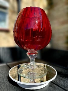 Vintage Ruby Red Emoli Glass Vase, Glass Decoration, Decorative Glass Ornament, - Picture 1 of 2