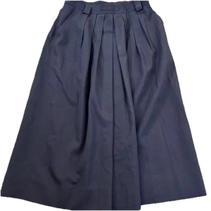 Land’s End Damen 12 gefütterter Wollrock dunkelblau Reißverschluss hinten Plissee - Bild 1 von 7
