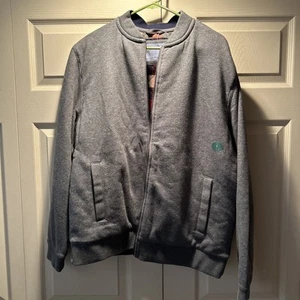 Men's LL Bean Zip Up Sweatshirt Jacket Grey with Plaid Inside Sz Large Reg - Picture 1 of 11