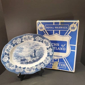 Royal Warwick Lochs of Scotland "LOCH FINE" 14" Oval Platter w/Box Blue & White - Imagen 1 de 12