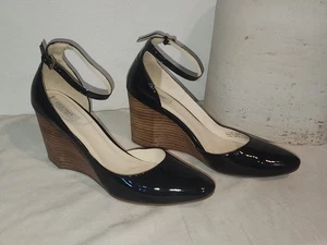 Cole Haan Grand Os Wedge Dress Heel Black Patent Leather Shoe Sz 8.5 B Pointed - Picture 1 of 15