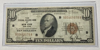 1929 $10 Small Size Federal Reserve New York Brown Seal - Image 1 of 2