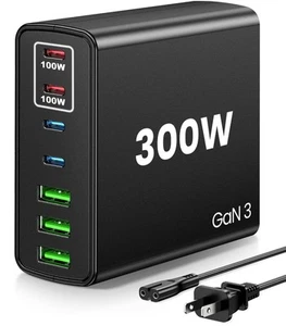 USB C Fast Charger Block 300W: 7 Port USB Charging Station Hub Brick - Dual P... - Picture 1 of 7