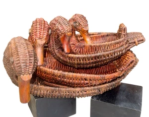 4 canastas tejidas vintage de mimbre cisne ganso pato pájaro decoración jardinera - - Imagen 1 de 11