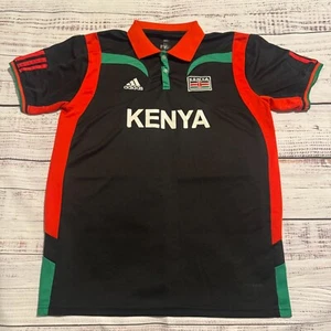 Adidas Kenya Soccer Jersey Black Futbol Polo Shirt Men's Size Large - Picture 1 of 13