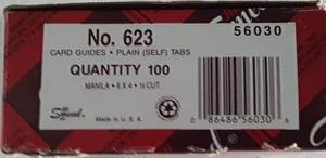 NUEVO Smead 56030 4" x 6" 1/3-Corte Top Tab Card Guides - Manila (100/BX 623 HECHO EN EE. UU. - Imagen 1 de 3
