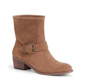 Sole Society 'Sola' Perforated Suede Western Bootie  tan  9.5m new - Picture 1 of 1