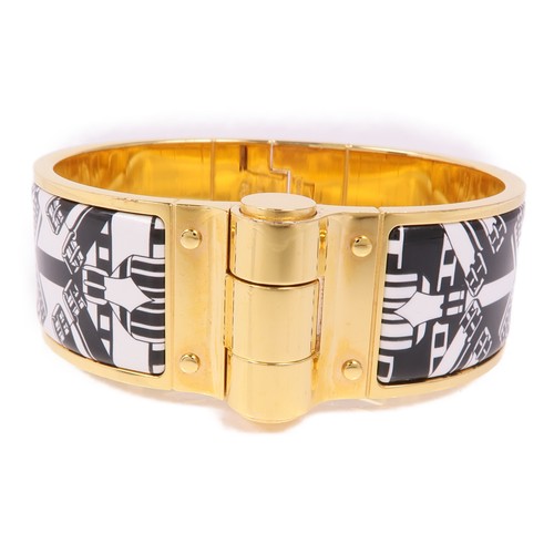 HERMÈS HERMES Bracciale Bracciale Braccialetto Smaltato Metallo Oro Bianco Nero