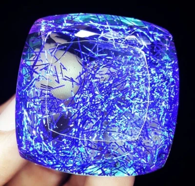 155+ Ct Certified Natural Rutile Quartz Loose Gems Flawless Cushion Cut Gem W420 - Image 1 of 4