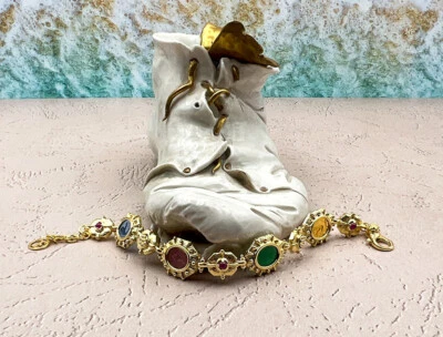 TAGLIAMONTE (1696) 925SS/YGP Venetian Cameo Bracelet*Horse,Whale,Lion *Reg.$450 - Image 1 of 4