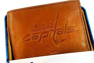 Washington Capitals Embossed Team Logo Brown Leather Billfold Wallet RARE LOGO - Picture 1 of 3