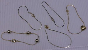 LOT OF 5 THIN GOLD TONED METAL BRACELETS, BEADS - Picture 1 of 6