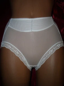 Edles transparentes Straß Nylon Spitzen Höschen S/M weiß Pin Up Nylonslip (Z40) - Bild 1 von 5