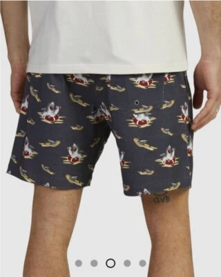 Men's Von Zipper Gray Pool Shark Board Shorts Size 32 Swim Trunks Pants Beer  - image 1 of 4