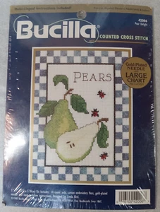 Cross Stitch Kit Bucilla Ladybugs Pears Leaves Vintage Needlework Embroidery - Picture 1 of 2