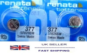 SR626SW Watch Battery x 2 Renata 377 1.55v Mercury Free Fits Nike Watches - Picture 1 of 3