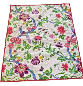 LAND OF NOD Pink Floral Quilt Baby Crib Comforter Crate & Barrel - Picture 1 of 11