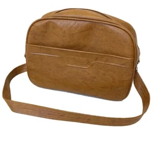 Vintage Samsonite Shoulder Tote Carry On Bag Vinyl Camel Brown Luggage Overnight - Picture 1 of 11